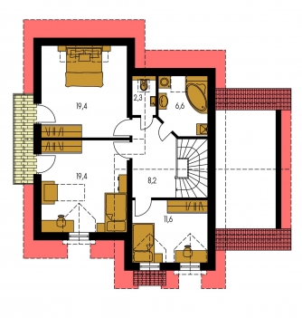 Image miroir | Plan de sol du premier étage - PREMIUM 217